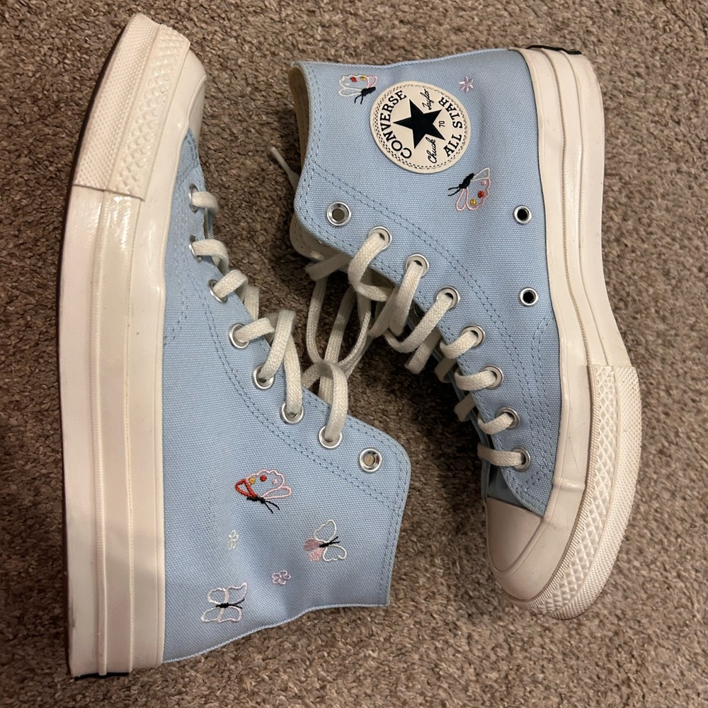 Converse Light Blue Butterfly High-Top Sneakers
